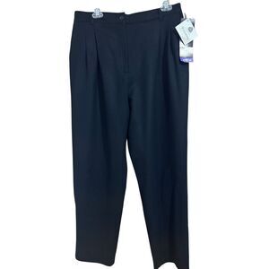 Vintage SAG HARBOR Wool Pleated High Waist Straight Leg Pants Black Sz 16 NWT